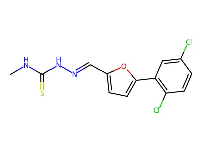 1-[(E)-[5-(2,5-dichlorophenyl)furan-2-yl]methylideneamino]-3-methylthiourea structure