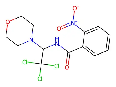 2-nitro-N-[2,2,2-trichloro-1-(4-morpholinyl)ethyl]benzamide structure