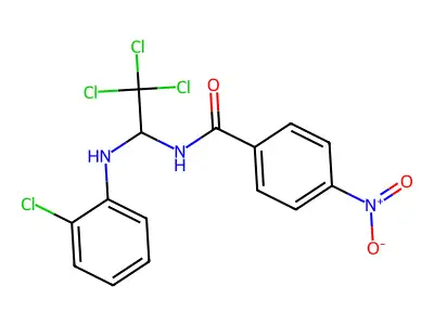 4-nitro-N-[2,2,2-trichloro-1-(2-chloroanilino)ethyl]benzamide structure