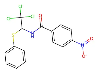 4-nitro-N-(2,2,2-trichloro-1-phenylsulfanylethyl)benzamide structure