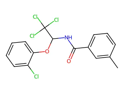 3-methyl-N-[2,2,2-trichloro-1-(2-chlorophenoxy)ethyl]benzamide structure
