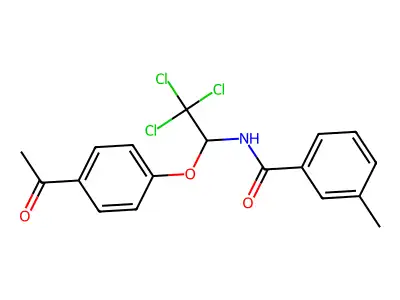 N-[1-(4-acetylphenoxy)-2,2,2-trichloroethyl]-3-methylbenzamide structure