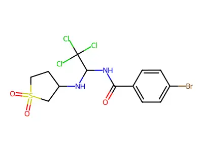 4-bromo-N-[2,2,2-trichloro-1-[(1,1-dioxothiolan-3-yl)amino]ethyl]benzamide structure
