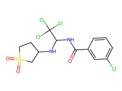 3-chloro-N-{2,2,2-trichloro-1-[(1,1-dioxidotetrahydro-3-thienyl)amino]ethyl}benzamide structure