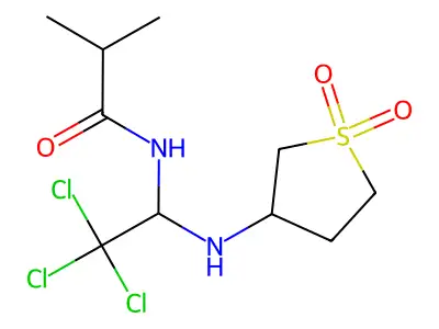 2-methyl-N-[2,2,2-trichloro-1-[(1,1-dioxothiolan-3-yl)amino]ethyl]propanamide structure