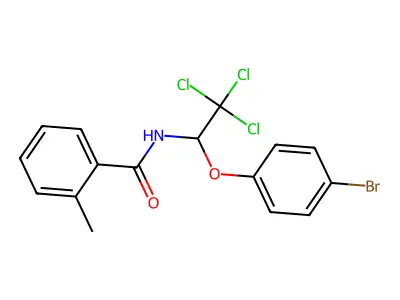 N-[1-(4-bromophenoxy)-2,2,2-trichloroethyl]-2-methylbenzamide structure