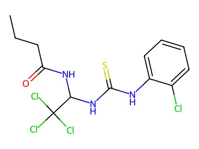N-[2,2,2-trichloro-1-[(2-chlorophenyl)carbamothioylamino]ethyl]butanamide structure