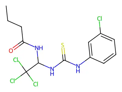 N-[2,2,2-trichloro-1-[(3-chlorophenyl)carbamothioylamino]ethyl]butanamide structure