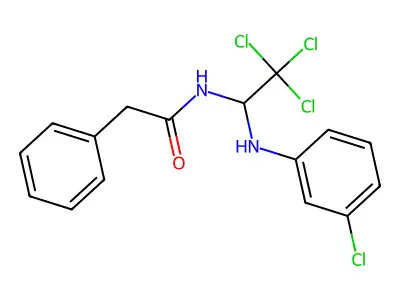 2-phenyl-N-(2,2,2-trichloro-1-((3-chlorophenyl)amino)ethyl)acetamide structure