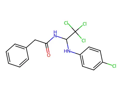 2-phenyl-N-{2,2,2-trichloro-1-[(4-chlorophenyl)amino]ethyl}acetamide structure