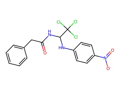 2-phenyl-N-[2,2,2-trichloro-1-(4-nitroanilino)ethyl]acetamide structure