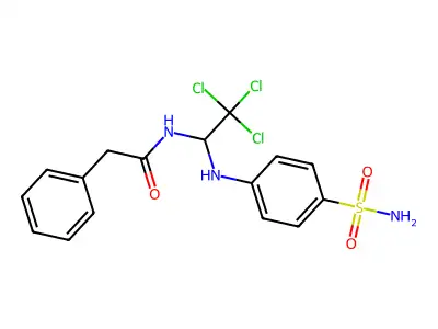 2-phenyl-N-(2,2,2-trichloro-1-((4-sulfamoylphenyl)amino)ethyl)acetamide structure