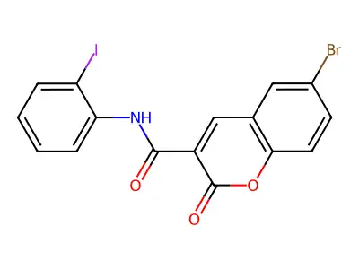 6-bromo-N-(2-iodophenyl)-2-oxo-2H-chromene-3-carboxamide structure