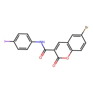 6-bromo-N-(4-iodophenyl)-2-oxo-2H-chromene-3-carboxamide structure