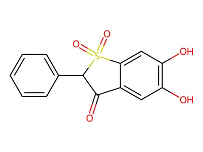 5,6-Dihydroxy-2-phenyl-1-benzothiophen-3(2H)-one 1,1-dioxide structure