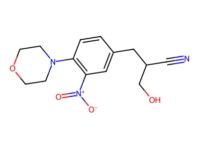 3-Hydroxy-2-(4-morpholino-3-nitrobenzyl)propanenitrile structure