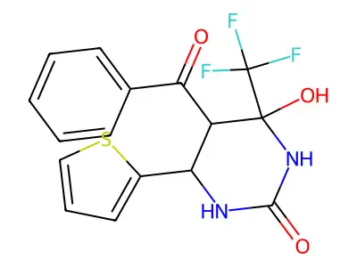 5-Benzoyl-4-hydroxy-6-thiophen-2-yl-4-trifluoromethyl-tetrahydro-pyrimidin-2-one structure