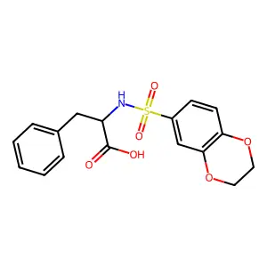 (2S)-2-(2,3-dihydro-1,4-benzodioxine-6-sulfonamido)-3-phenylpropanoic acid structure
