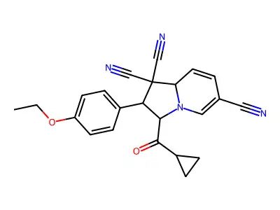 3-(cyclopropanecarbonyl)-2-(4-ethoxyphenyl)-3,8a-dihydro-2H-indolizine-1,1,6-tricarbonitrile structure