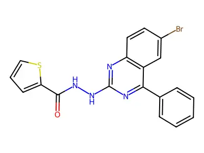 N'-(6-bromo-4-phenylquinazolin-2-yl)thiophene-2-carbohydrazide structure