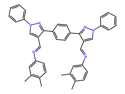 1,1'-(1,4-Phenylenebis(1-phenyl-1H-pyrazole-3,4-diyl))bis(N-(3,4-dimethylphenyl)methanimine) structure