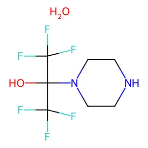 1-Piperazinemethanol, alpha,alpha-bis(trifluoromethyl)-, hydrate structure