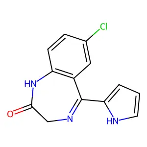 7-Chloro-1,3-dihydro-5-(1H-pyrrol-2-yl)-2H-1,4-benzodiazepin-2-one structure