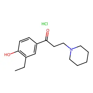 Propiophenone, 3'-ethyl-4'-hydroxy-3-piperidino-, hydrochloride structure
