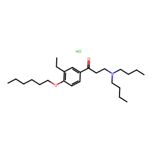 1-Propanone, 3-(dibutylamino)-1-(3-ethyl-4-(hexyloxy)phenyl)-, hydrochloride structure