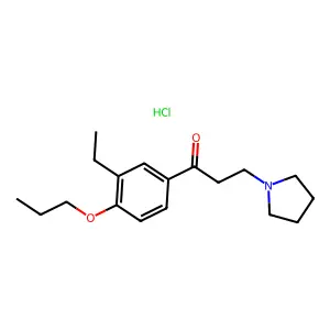 1-Propanone, 1-(3-ethyl-4-propoxyphenyl)-3-(1-pyrrolidinyl)-, hydrochloride structure