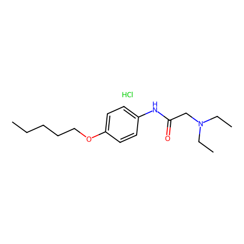 Acetamide, 2-(diethylamino)-N-(4-(pentyloxy)phenyl)-, monohydrochloride structure