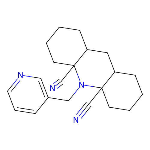 10-(pyridin-3-ylmethyl)-2,3,4,5,6,7,8,8a,9,9a-decahydro-1H-acridine-4a,10a-dicarbonitrile structure