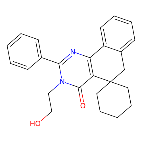 3-(2-hydroxyethyl)-2-phenyl-3H-spiro[benzo[h]quinazoline-5,1'-cyclohexan]-4(6H)-one structure