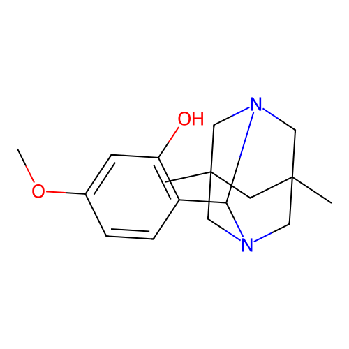 2-((1S,2S,5R,7S)-5,7-dimethyl-1,3-diazaadamantan-2-yl)-5-methoxyphenol structure