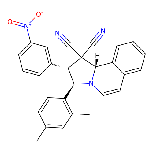 (2R,3R,10bS)-3-(2,4-dimethylphenyl)-2-(3-nitrophenyl)-2,3-dihydropyrrolo[2,1-a]isoquinoline-1,1(10bH)-dicarbonitrile structure