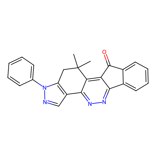 1,1-dimethyl-3-phenyl-1,2-dihydroindeno[1,2-c]pyrazolo[3,4-h]cinnolin-12(3H)-one structure