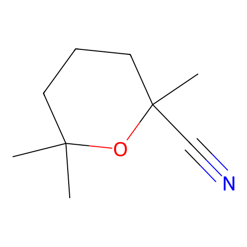 2,6,6-trimethyltetrahydro-2H-pyran-2-carbonitrile structure