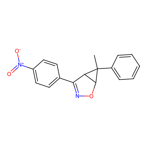 6-Methyl-4-(4-nitrophenyl)-6-phenyl-2-oxa-3-azabicyclo[3.1.0]hex-3-ene structure