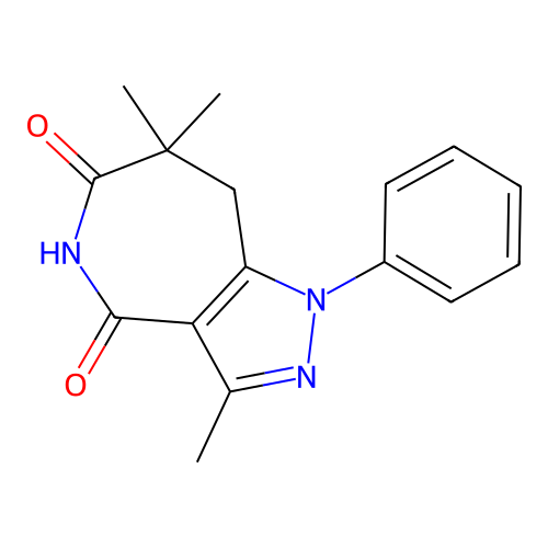 3,7,7-trimethyl-1-phenyl-8H-pyrazolo[4,3-c]azepine-4,6-dione structure