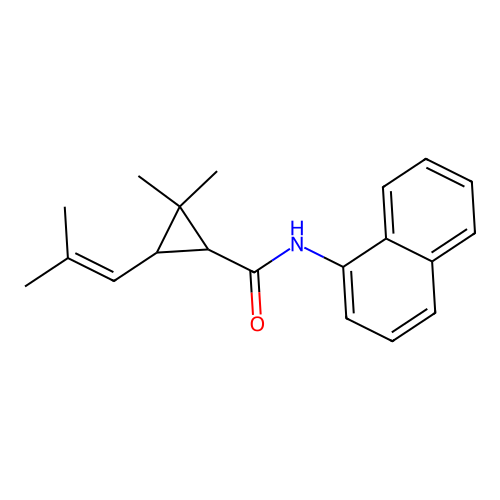 2,2-dimethyl-3-(2-methylprop-1-en-1-yl)-N-(naphthalen-1-yl)cyclopropanecarboxamide structure