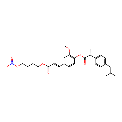 alpha-METHYL-4-(2-METHYLPROPYL)-2-METHOXY-4-[(1E)-3-[4-(NITROOXY)BUTOXYL]-3-OXO-1-PROPENYL]PHENYL ESTER, BENZENEACETIC ACID structure