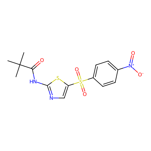 2,2-dimethyl-N-{5-[(4-nitrophenyl)sulfonyl]-1,3-thiazol-2-yl}propanamide structure