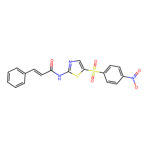 (2E)-N-{5-[(4-nitrophenyl)sulfonyl]-1,3-thiazol-2-yl}-3-phenyl-2-propenamide structure