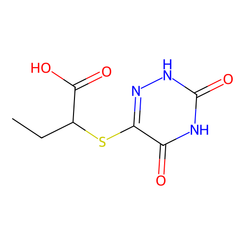 2-[(3,5-Dihydroxy-1,2,4-triazin-6-yl)sulfanyl]butanoic acid structure