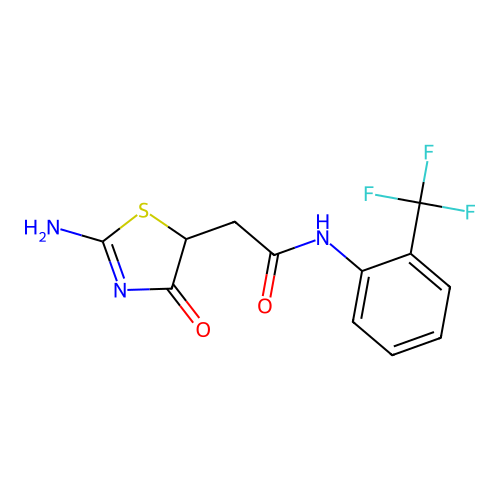 2-(2-amino-4-oxo-1,3-thiazol-5-yl)-N-[2-(trifluoromethyl)phenyl]acetamide structure