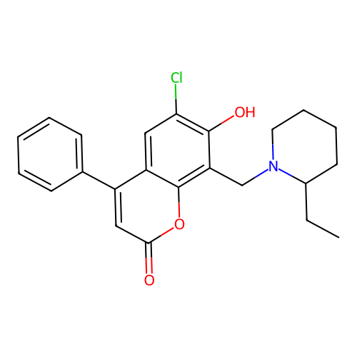 6-chloro-8-[(2-ethylpiperidin-1-yl)methyl]-7-hydroxy-4-phenyl-2H-chromen-2-one structure