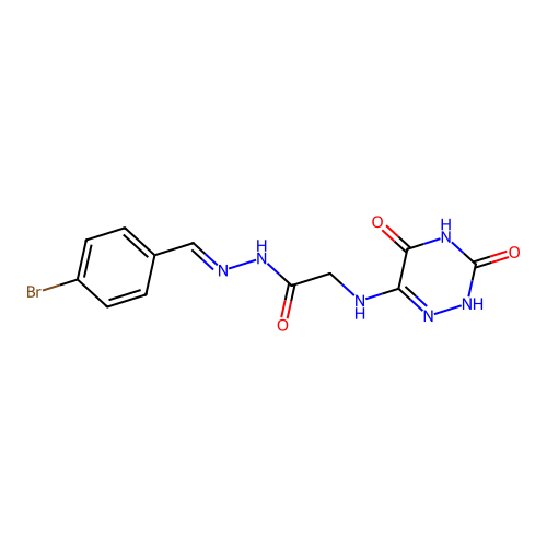 (E)-N'-(4-bromobenzylidene)-2-((3,5-dioxo-2,3,4,5-tetrahydro-1,2,4-triazin-6-yl)amino)acetohydrazide structure