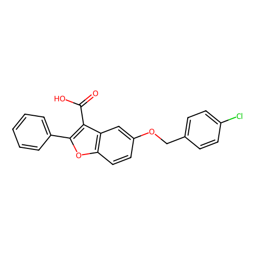 5-[(4-Chlorophenyl)methoxy]-2-phenyl-1-benzofuran-3-carboxylic acid structure