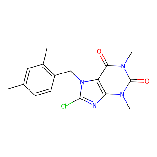 8-chloro-7-(2,4-dimethylbenzyl)-1,3-dimethyl-3,7-dihydro-1H-purine-2,6-dione structure