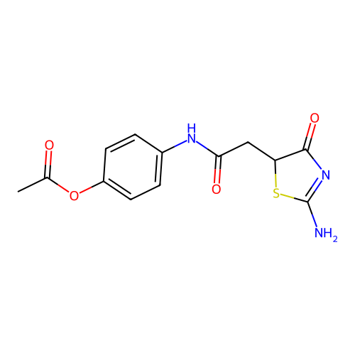 4-(2-(2-Imino-4-oxothiazolidin-5-yl)acetamido)phenyl acetate structure